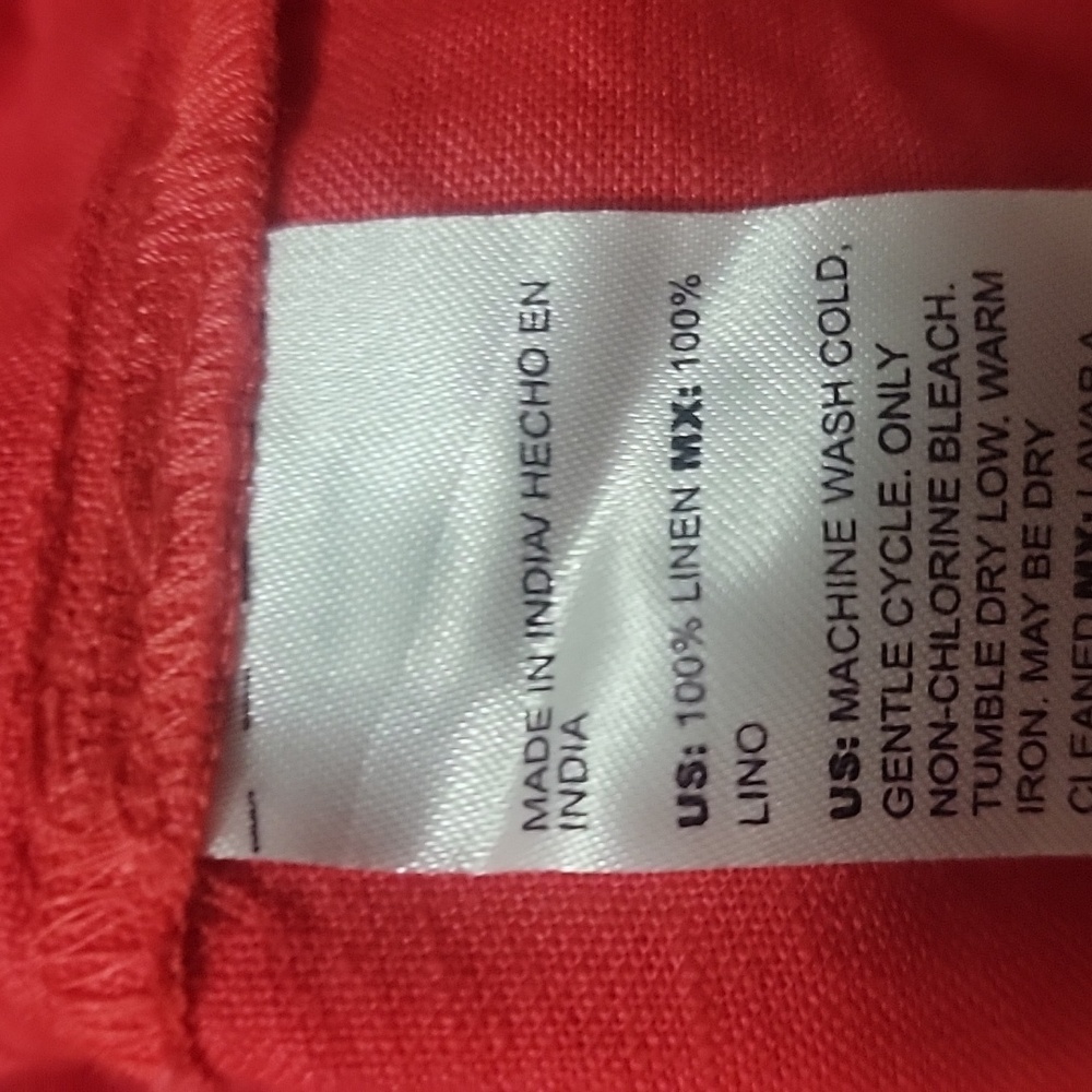 Chicos Linen Midi Shirt Dress With Pockets Size 16 Red Orange New With Tags - Picture 10 of 10